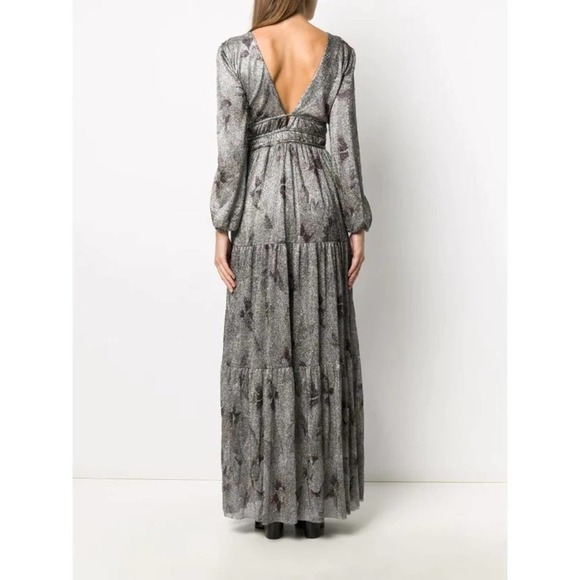 BA&SH metallic silver floral Lili Noir maxi dress - Picture 7 of 14